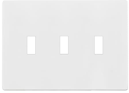 ENERLITES Placa de pared para interruptor de palanca triple sin tornillos, cubierta de interruptor de luz segura para niños, tamaño estándar de 3 bandas, 4.7 x 6.5 pulgadas, termoplástico de