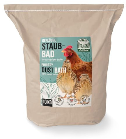 AniForte Staubbad für Hühner gegen Milben 10 kg - Natürlicher Zeolith zur Pflege & Beschäftigung von Geflügel, ganzjähriger Einstreu auch für Wachteln gegen Parasiten - jetzt im FarmLife Design