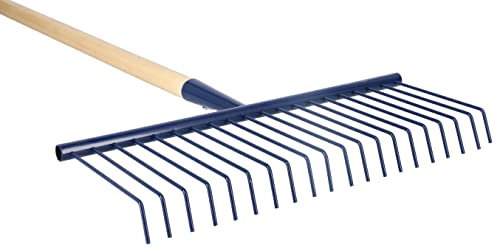 KOTARBAU® Râteau de jardin en fil d'acier pour gazon, feuilles, foin, 170 x 40 cm, manche en bois