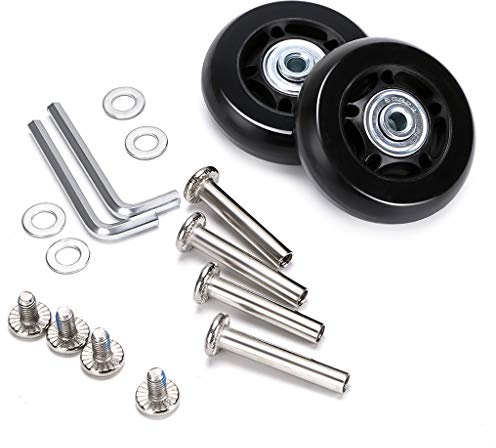 SUMNACON 2Pcs Koffer Räder aus Metall Gummi Schwarz Kofferrollen für Trolley Gepäckkoffer Räder Gummikoffer Räder Set Rolle für Gepäckkoffer Ersatzrollen (60x18mm)
