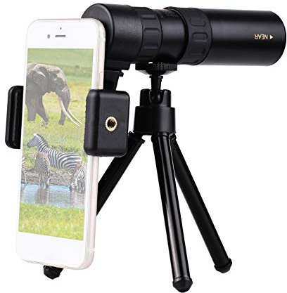 Andoer 10X-300X Mini Monokular Teleskop BAK4 Prismen Leben Wasserdicht mit Telefonhalterung Mini Stativ Tragetasche zum Ansehen von Landschaften Vögeln Wildtiere Konzerte
