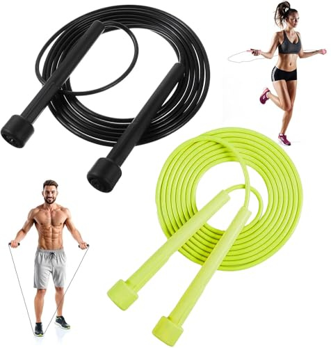 Skipping Rope - 2 Pack Jumping Rope Adjustable For Men Women Kids - Jump Rope For Exercise Fat burning Workout Home or Gym personal Training Rope