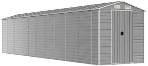 vidaXL Garden Shed, Outdoor Storage Shed with 4 Air Vents, Tool Shed for Lawn Garage Yard, Metal Garden Storage Unit, Light Grey Galvanised Steel