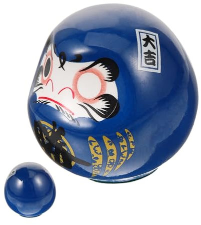 Ciieeo Japanische Darumafigur Keramik Miniatur Dekoration Für Auto Und Zuhause 6cm Blau Keramikornament Reichtumsstatue Für Schreibtisch Und Wohnzimmer