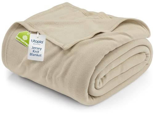 Utopia Bedding Soft Jersey Knit Blanket Camel King (90x102 Inches)