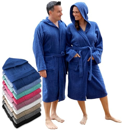 LEBENGOOD Albornoz Hombre con Capucha 100% Algodón OEKO-TEX, Toalla Rizo Americano 450 gsm,Albornoces Juveniles, Ducha, Piscina, Bata Baño, Unisex,Mujer, Tallas S M L XL XXL 3XL (Hom.Cap. Azulon XXL)