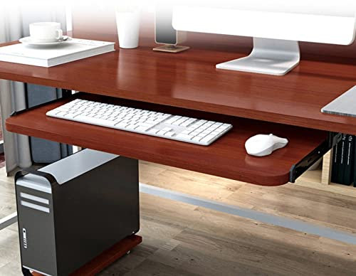 IkErna Schreibtisch Extender -Tastaturschale - Unter Schreibtischausrutschen, Tastaturschublade Mit Höhe Einstellbar/C-Teak/70 * 27 cm