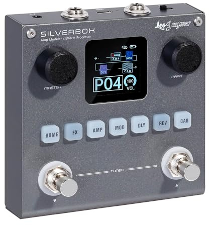 Leo Jaymz Tragbarer Multi-Effekt-Gitarren-/Bassverstärker Modeler Effektprozessor mit 6 Effektmodulen, 80 editierbaren Voreinstellungen & wiederaufladbarem Akku