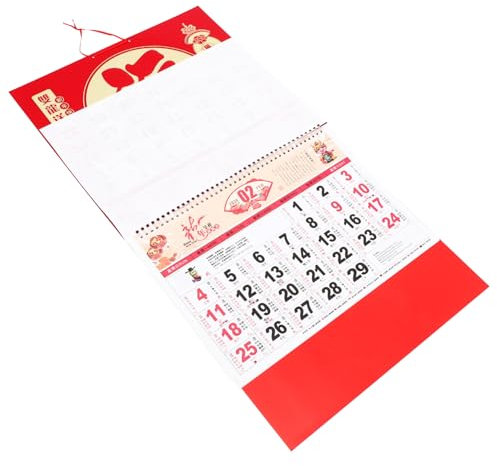 FUNOMOCYA Monatskalender- 2024 Hängekalender Im Chinesischen Stil Traditionelle Kunstwerke Und Folienbesatz Für Das Home Office
