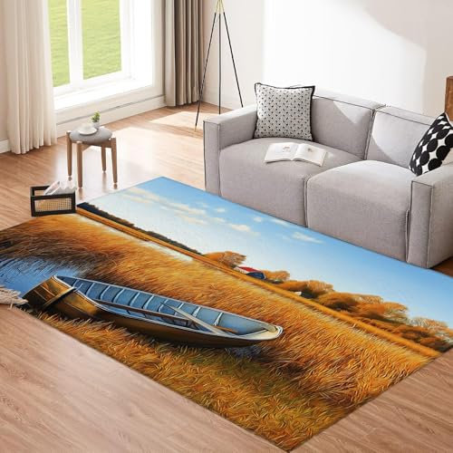 CEDNXOER Tappeto Lavabile In Lavatrice, 180×270cm Tappeto Antiscivolo A Pelo Corto,Pianta Canna Tappeti Anti-Pelo Per Soggiorno, Camera Da Letto