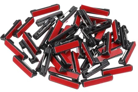 PATIKIL 50 st säkerhetsnål, 22 mm självhäftande säkerhetsnålar bar emblemstift namnbricka nål bulk små med platt baksida klibbiga remsor för kläder gör-det-själv-hantverk, svart
