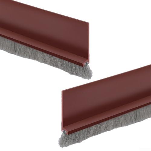 Lot de 2 balayeuses de porte avec brosse pour isolation acoustique et blocage de la poussière Marron