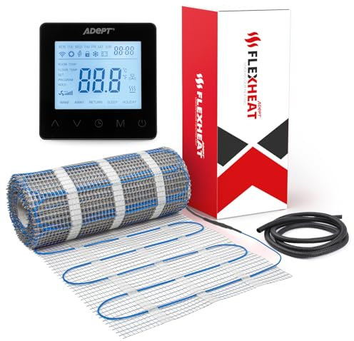 Adept Flexheat Electric Underfloor Heating Mat Kit - 200W/m2-5m2 - Black Programmable Thermostat