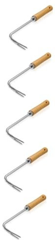 Kisangel 5pièces Outil De Désherbage Manuel Portable avec Manche Bois Outil De Jardinage pour Enlever Les Mauvaises Et Aérer Le Sol pour Fleurs Et Légumes