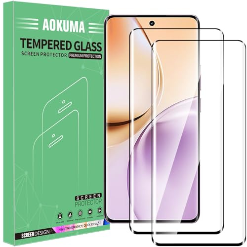 AOKUMA Tempered Glass for Realme 14 Pro 5G Screen Protector, Premium 3D Curved Edge Guard Film, Edge Full Screen Cover, Work with most case(Black Edge)