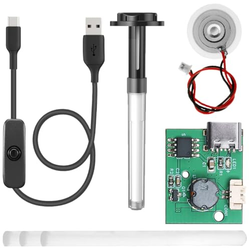 Youmile Kit humidificador, boquilla única, sin interruptor, sin temporizador, juego de recambio para nebulizador DIY, con cable USB y botón de encendido/apagado.