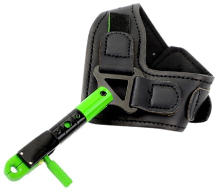 ZFFOZZ Déclencheur d'Aide à la Détente pour Arc à Poulies, Dragonne Réglable Main Droite/Gauche, Accessoire de Tir à l'arc Type Pince pour Détente de Poignet(Green)