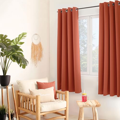 ED ENJOY HOME Rideau Thermique Occultant Terre Cuite 135×180 cm, Œillets Métal, Anti-Chaleur, Anti-Froid, pour Chambre et Salon