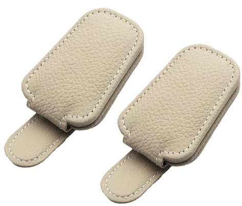 Verazquy 2Pcs Magnetic Leather Sunglasses Holder for Car Visor, Universal Glasses Clip, Strong Grip Car Visor Accessories Gadgets.