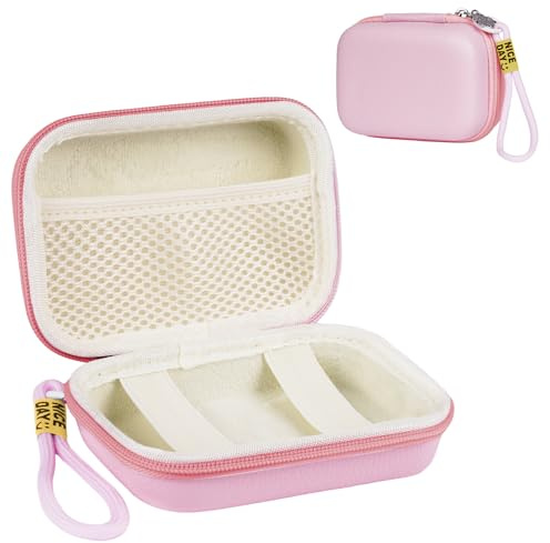 Ainiv Digital Camera Case, Small Camera Case, Compact Camera Pouch for Sony, Casio, Canon, Panasonic, Travel Cameras Storage Holder for Accessories SD Card (Pink)