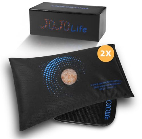 JOJOlife luftentfeuchter für Autos, 2×1 kg, Auto Entfeuchter mit Anti-Rutsch-Pad, Hält trocken und verhindert das Beschlagen der Scheiben, Wiederverwendbar, Ideal für Auto, Kleiderschrank und Schrank