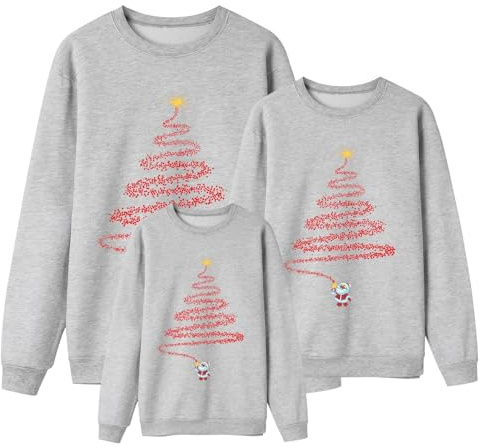 Weihnachtspullover Familie Set Damen Herren Kinder Weihnachtspulli Ugly Pullover Christmas Rundhals Sweater Pärchen Weihnachtsoutfit Lustig Unisex Weihnachts