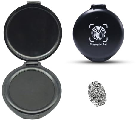 QIRUIRED Professional Fingerprint Ink Pad - Fast Drying & Smudge Resistant for Clear Prints - Ideal for ID Cards Craft Stamping Legal Documents & Home Use - Black Ink Refillable Stamp Pad