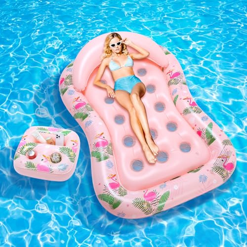 MoKo Inflatable Tanning Pool Lounger Float | Tannng Bed with Drink Holder, Sunbathing Suntan Inflatable Pool, For Party Beach Backyard