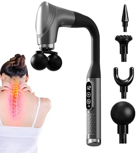 Masajeador de Espalda con Calor Vibrador Corporal Eléctrico de Mano | de masaje inalámbrico con mango extensible para cuello, hombros, columna, músculos, hombres, mujeres, mamá y papá