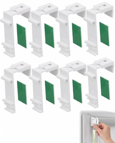 YIPFEN Set di 8 Supporti a Morsetto per Tende a Rullo Senza Forare, Ganci a Incastro e Adesivi, Ricambi Universali Duo Rollo per Finestre in PVC e Legno Senza Rovinare il Telaio