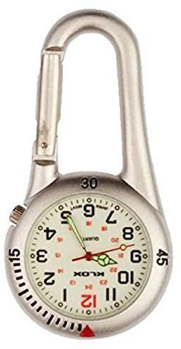 Taschenuhr Silber Karabinerhaken Mit Weißem Ziffernblatt Silber Ideal Für Ärzte Krankenschwestern Sanitäter Köche