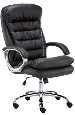 CLP Bürostuhl ergonomisch, XXL Vancouver, bis 150 kg belastbar, höhen-verstellbar, drehbar, kippbar fixierbar, Kunstleder | Farbe braun