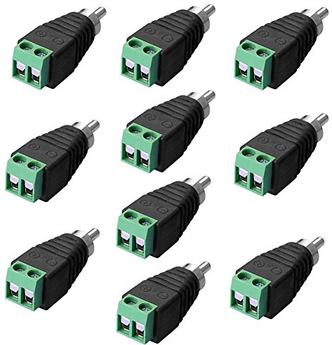 S SIENOC 10 x RCA Stecker Adapter Terminalblock > Cinch Stecker RCA Adapter DC Block Schraubanschluss 2-Pin Verbinder Kabel auf Cinch Anschluss | Adapter DC Block Schraubanschluss 2-Pin Verbinder Kabel auf Cinch Anschluss