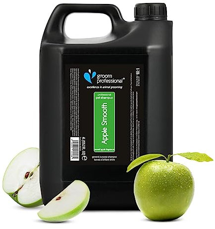 GROOM PROFESSIONAL Apple Smooth Hundeshampoo Sensitiv - Hundeshampoo Gegen Juckreiz - Tiefenreinigendes Shampoo für Hunde - Hinterlässt EIN Glänzendes & Sauberes Fell - Apfelduft, 4 Liter
