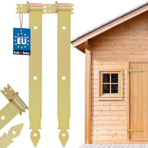 KOTARBAU® Ladenband mit Kloben Torband Türband Torscharnier Scharnier Baubeschlag Torbeschlag Türbeschlag Rostfrei Torzubehör Verzinkt Gelb 500 mm 2 St.