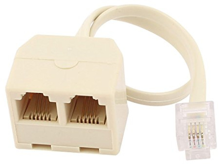 RETYLY RJ11 6P4C 2-vägs telefonutgång adapter jack avskiljningslinje beige