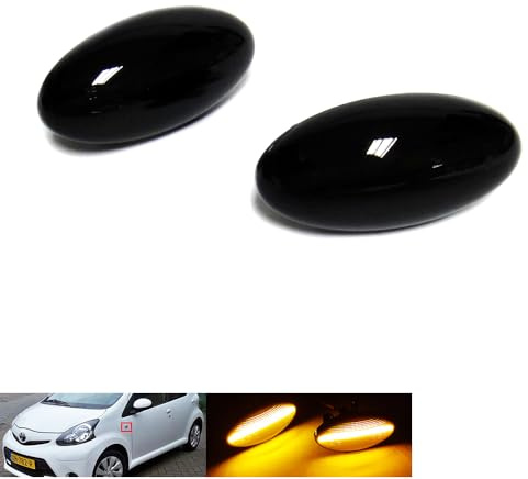 RZG 2x Black Smoked Lens Side Indicator Amber LED Marker Repeater Light For 05-22 Aygo 13-24 ProAce Verso 18-23 ProAce City 07-16 Scudo 19+ Combo E Vivaro C Zafira Life