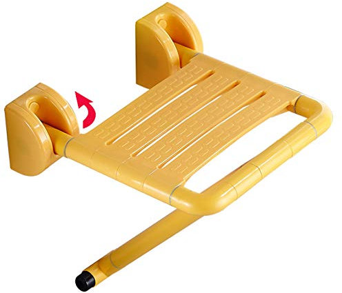 LTJJ Duschklappsitz Klappbarer für Wandmontage, Duschsitz | Duschstuhl zur Wandmontage für Fette Person/Ältere/Behinderte Menschen aus pflegeleichtemYellow