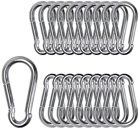 MissZM Feder-Karabinerhaken mit Karabinerhaken aus Edelstahl, für Rucksack, Outdoor, Camping, Wandern, Kinderschaukel, Reisen, Angeln, wasserdicht, rostfrei, stark, langlebig, multifunktional(M4,20)