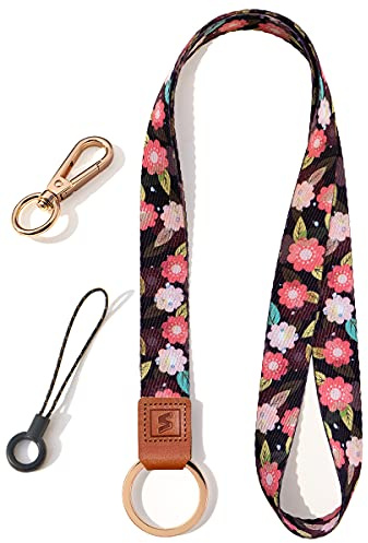 SENLLY Umhängeband Schlüsselband Neck Lanyard strip mit und echtem Leder, für Schlüssel, ID Badge Card Holder, Ausweishülle, Mobile Handys Telefon