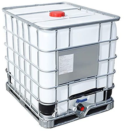 Adima 1000L Serbatoio dell'Acqua con Supporto per Telaio in Ferro, HDPE IBC Intermedio Massa Barile d'Acqua Contenitore per Emergenza Disastro Preparazione Giardino Irrigazione (Bianca)