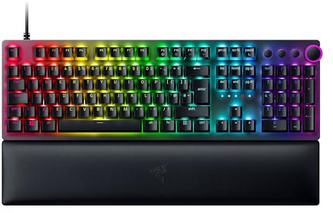 Razer Huntsman V2 (Purple Switch) - Praktisch latenzfreie Optische Gaming-Tastatur (Klickende Optische Switches, Doubleshot PBT-Tastenkappen, Handballenauflage) QWERTY US-Layout | Schwarz