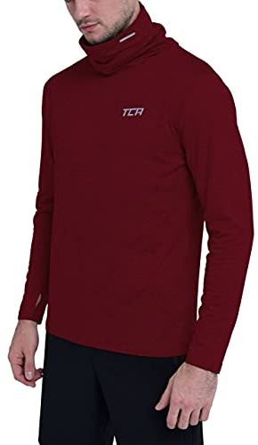 TCA Herr Warm-Up Löpartröja med trattkrage och termisk funktion - Cabernet, XL