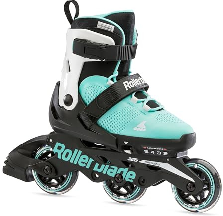 Rollerblade MICROBLADE 3WD, Inline Skates für Kinder, Mädchen und Jungen, Inliner für Anfänger & fortgeschrittene, Blau Wasser/Weiss, Gr. 36.5-40.5
