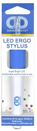 DIAMOND DOTZ Freestyle Ergo óptico, accesorio de pintura de diamante 5D, lápiz aplicador ergonómico con LED superbrillante, color azul, c1