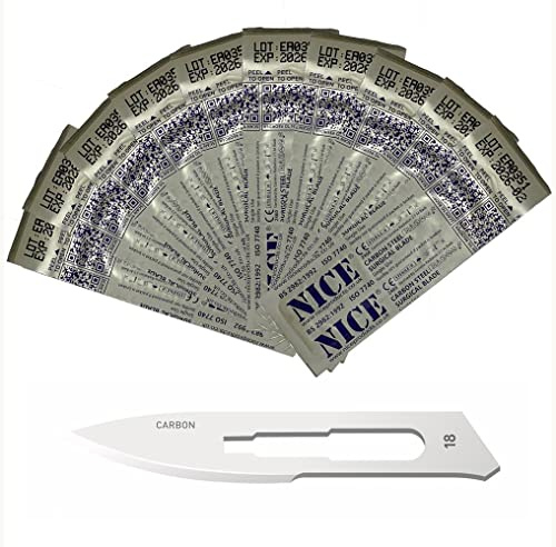 10 x NICE No.18 Sterile Carbon Steel CS18 Surgical Blades