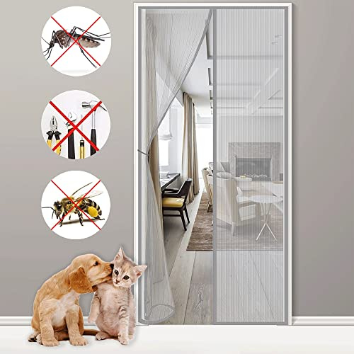 Zanzariera Magnetica per Porte, 110x230cm Anti Zanzare Calamite Anti Zanzare Insetti Facile da installare per ideale per porte da balcone, cantine, terrazze Grigio