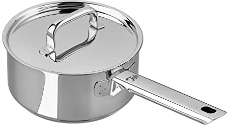Tala Performance Stainless Steel 16cm Saucepan with Lid, 18/10 Mirror Polished, Made in Portugal, Induction Compatible, Internal Litre Markings, Even Heat Distribution, 25-Year Guarantee