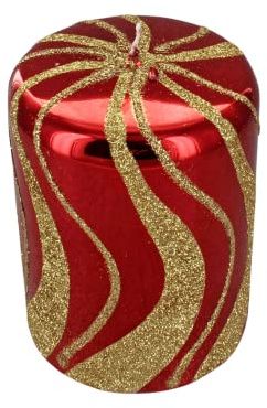 G Decor Kleine Stumpenkerzen mit Glitzer-Effekt, Rot und Gold