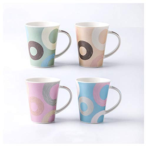 Kaffeetassen Großkapazität Kreative Set Keramikbecher Wohnzimmer Haushalt Wasserschale Handgemalte Muster Kaffeetasse Geeignet for Kaffee, Milch, Joghurt (4 Stück) Tassen/Frühstückstassen